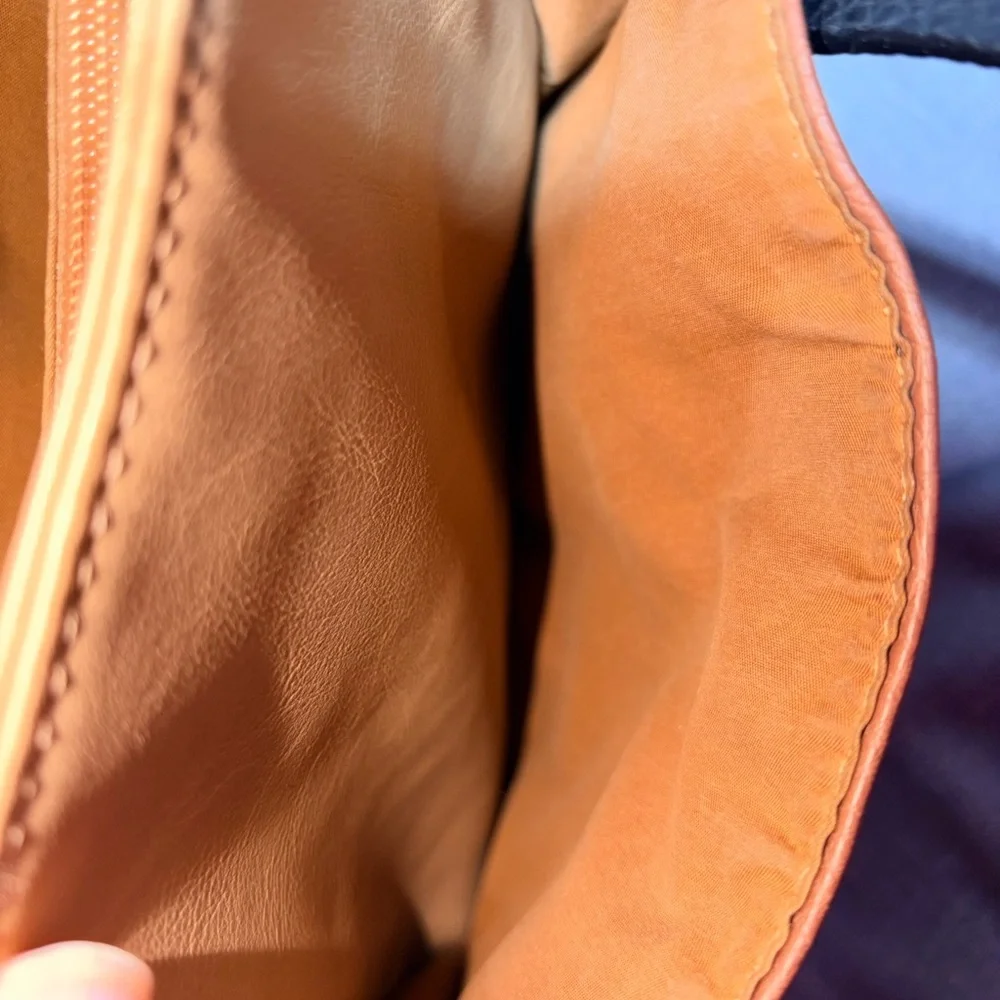 Relic Two-Tone Brown & Cream Leather Tote with Black Straps